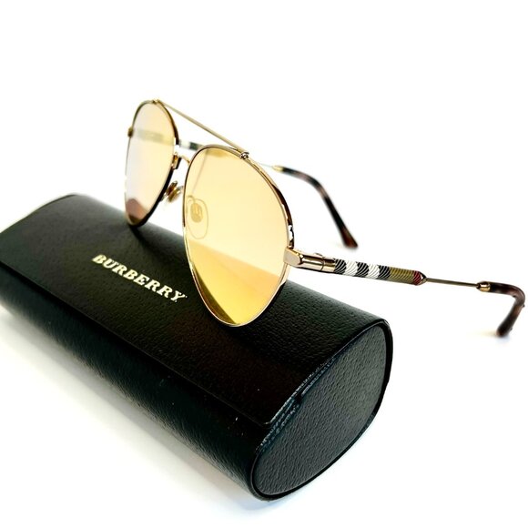 Burberry Sunglasses Gold Stylish Aviator - Picture 1 of 7